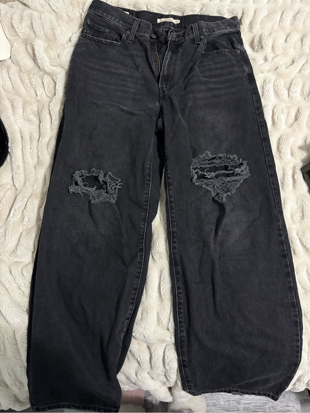 Women’s Levi's baggy dad Black Distressed Wide-Leg Jeans